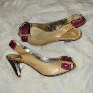 Lottusse Peep Toe Buckled Kitten Heel Sandals 37 6.5